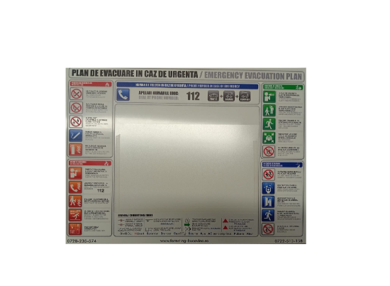 Poza cu Plan Evacuare in caz de urgenta PVC A3 TVA Inclus