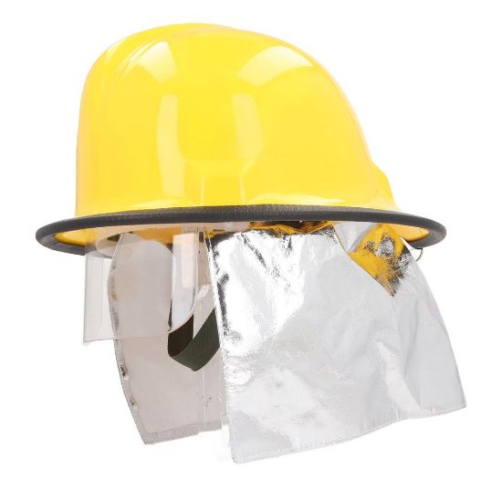 Poza cu Cască PSI cu vizor și guler galbenă