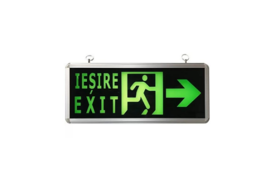 Poza cu Lampă EXIT / IEȘIRE LED săgeată laterală -  permanentă