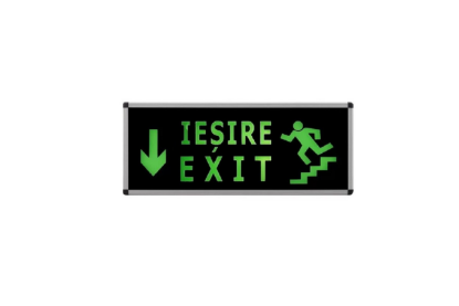 Poza cu LAMPĂ tip EXIT / IESIRE LED scară jos – permanentă